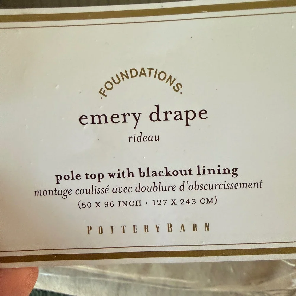 Pottery Barn Foundation Emery Drape 50x96 Pole Top Blackout Lining Oatmeal Linen